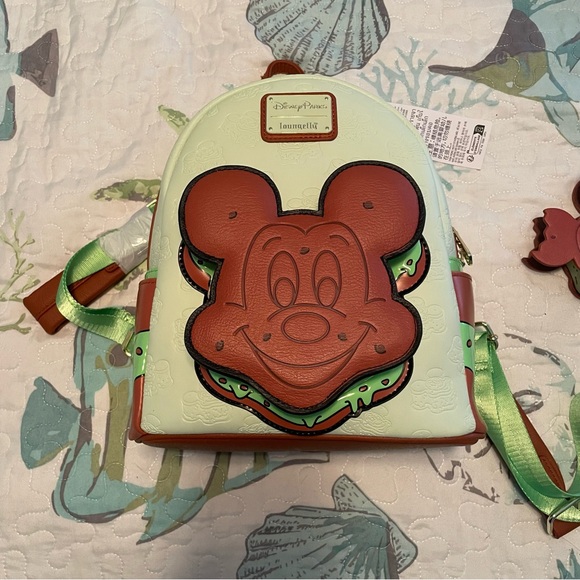 NWT Disney Eats Mickey Mouse Ice Cream Sandwich Loungefly backpack & Ear… - Picture 2 of 8